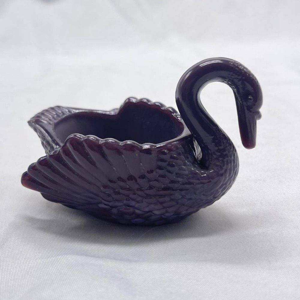 Vintage Boyd’s glass purple slag glass salt cellar